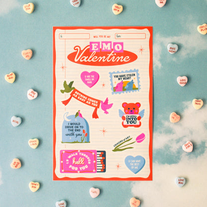 Emo Valentine's Sticker Sheet